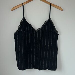 Victoria Secret pajama lace cami. Black and shimmer stripe.